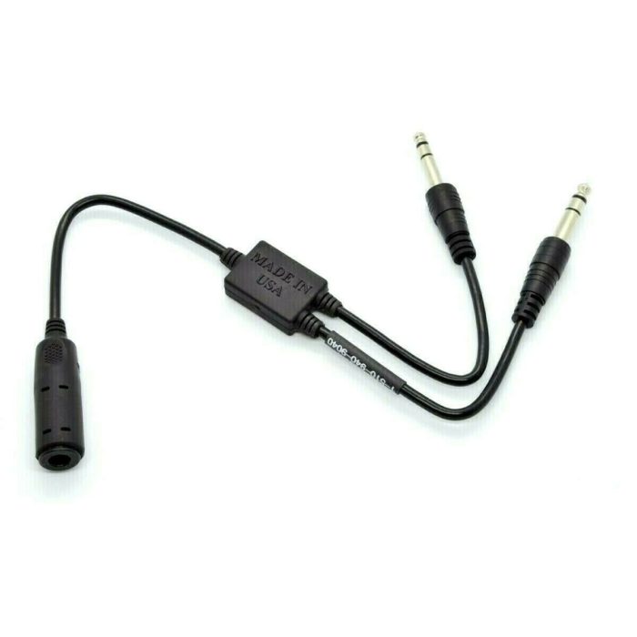 Helicopter Headset Single Plug to General Aviation Dual Plug Adapter